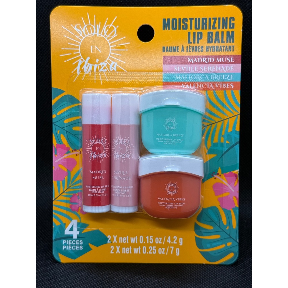 Solo En Ibiza Moisturizing Lip Balm 4 Piece Set Madrid Seville Mallorca Valencia